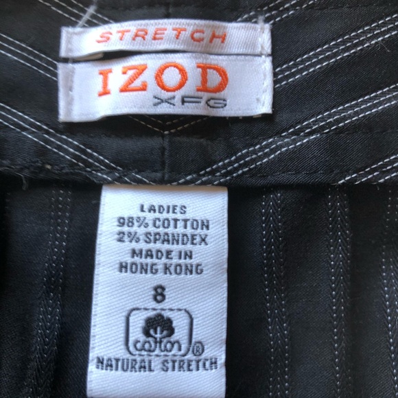 IZOD XFG STRETCH BLACK AND WHITE STRIPED CAPRI GOLF SPORTY PANTS SIZE 8 - Picture 4 of 5